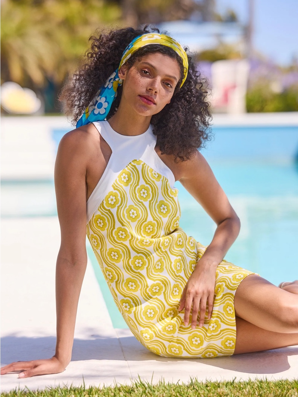 Trina Turk White & Yellow Floral-Print Dress